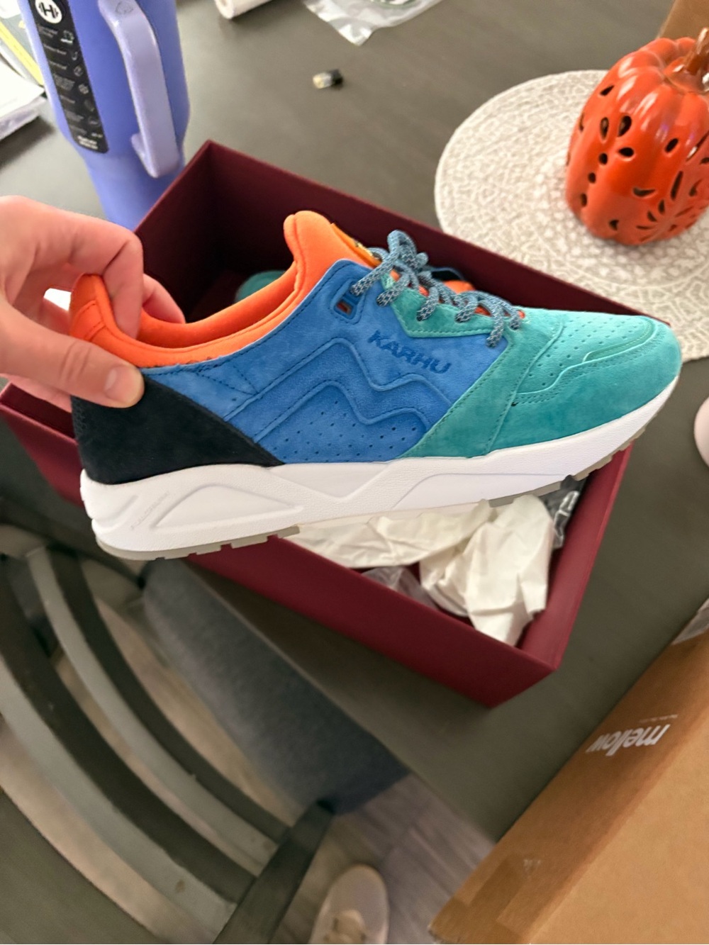 Karhu Fusion 2.0 Men’s Orange & Teal Suede Sneaker